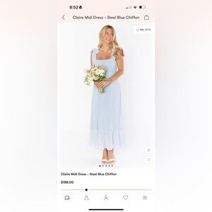 Claire Midi Dress ~ Steel Blue Chiffon